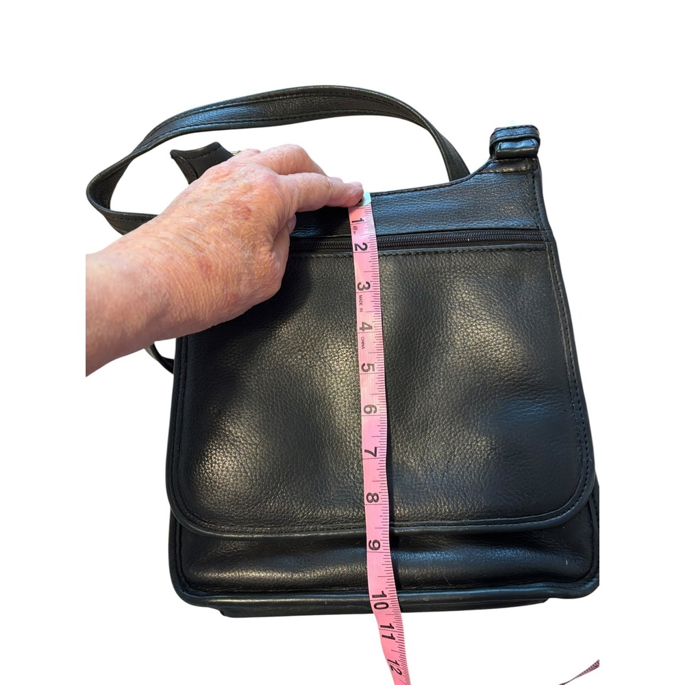 Fossil Vtg 1954 Black Pebbled Leather Shoulder Bag. Adjustable straps. Classic‎ - Picture 4 of 15